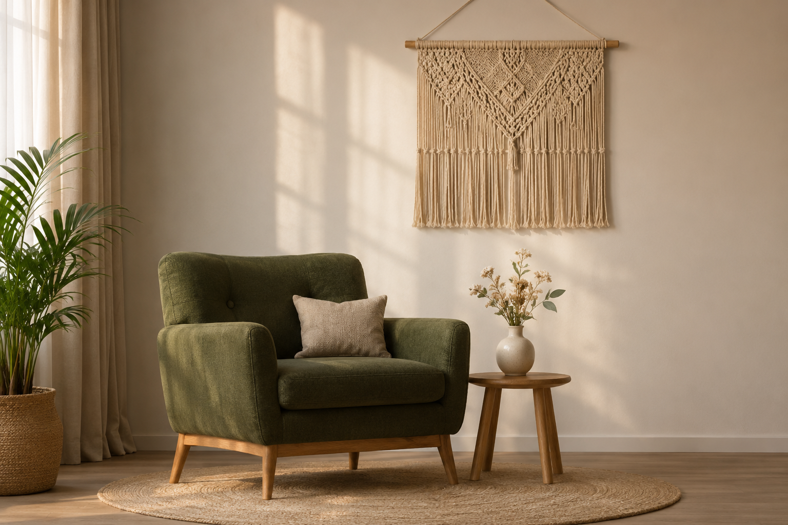 Ambiente terapêutico minimalista e acolhedor